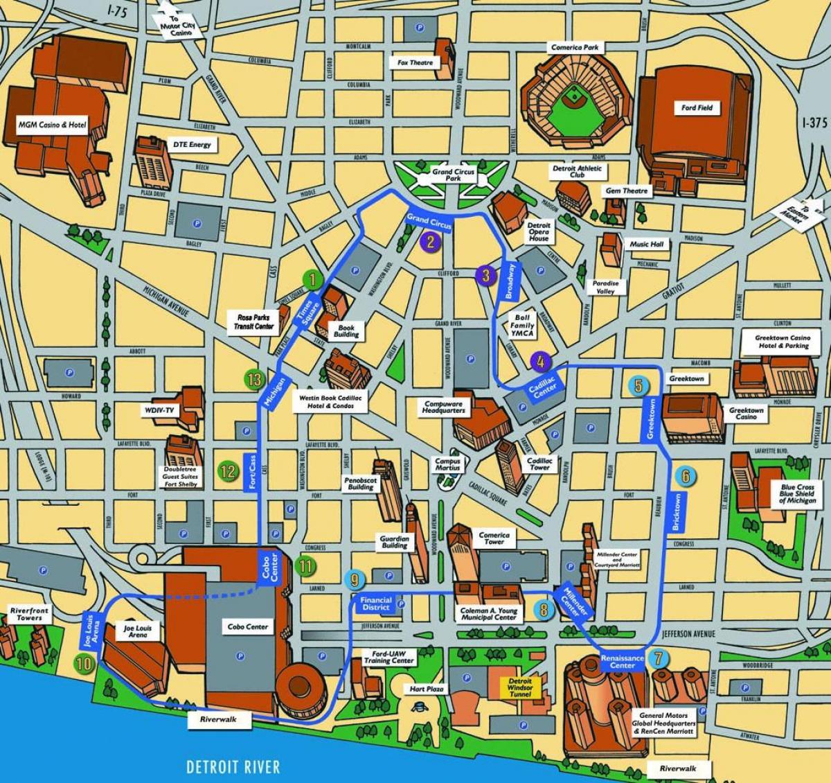 디트로이트의 관광 지도